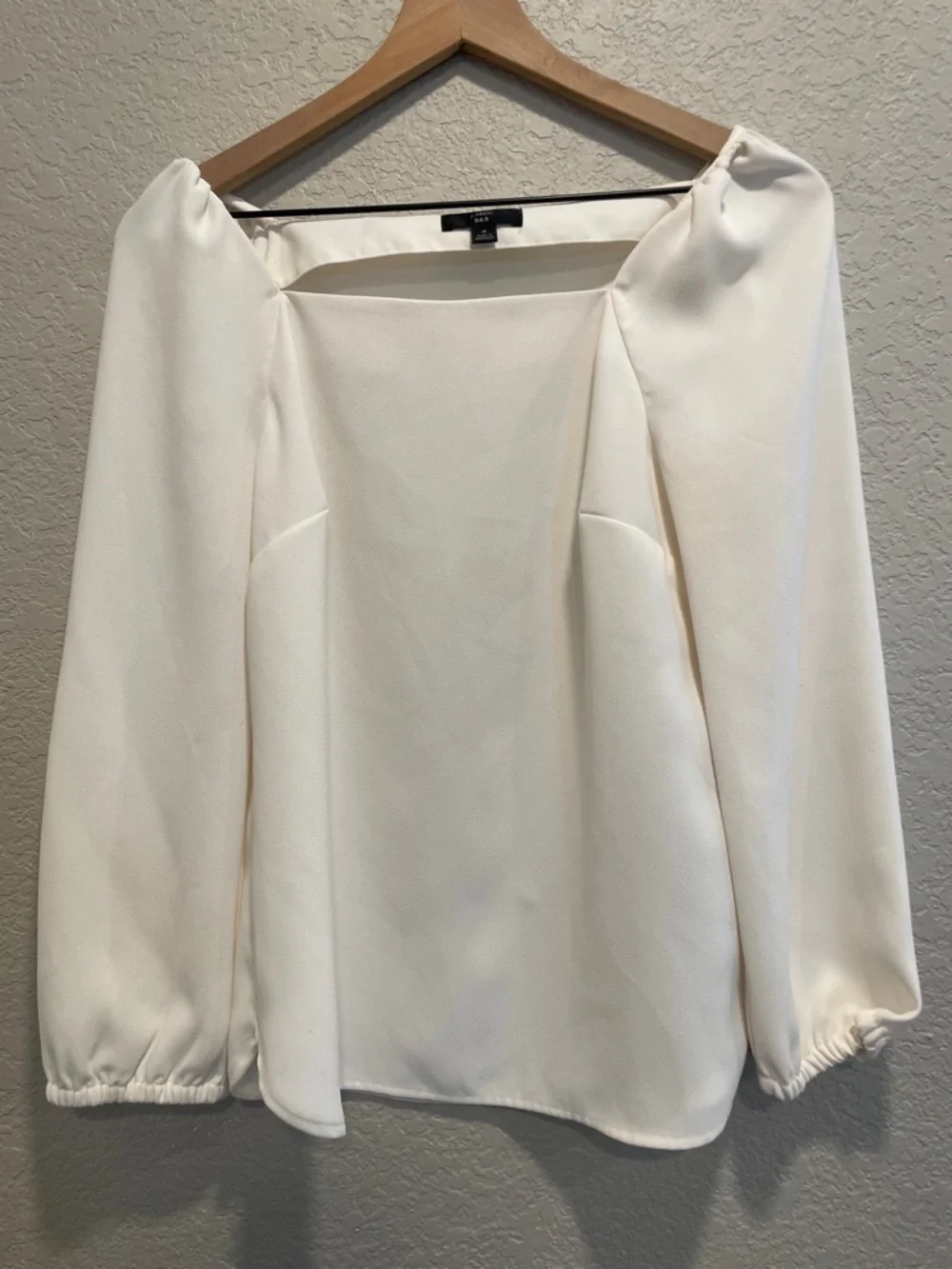 J.Crew 365 Ivory Blouse Size XS Square Neck Puff Sleeve Workwear Top